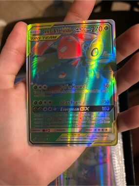 Pokemon Celebi & Venusaur GX Holographic Card - Green, Blue